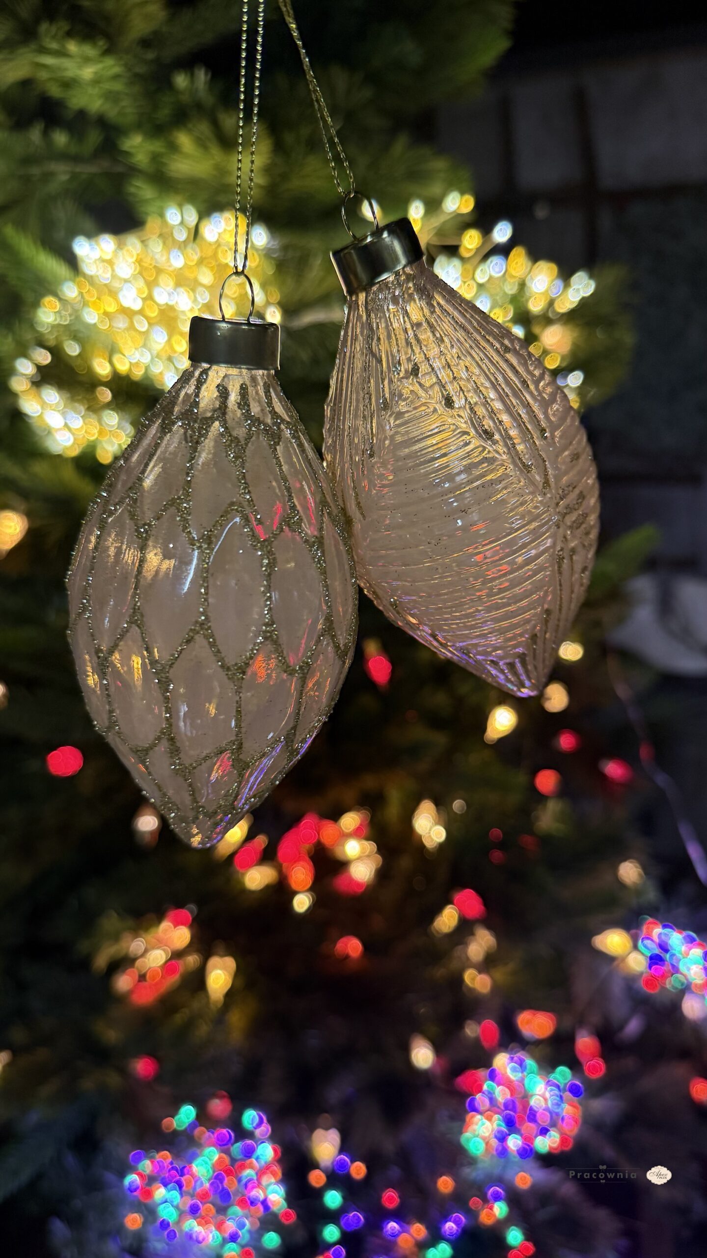 Bombka choinkowa szklana, wielokolorowa ze złotymi liniami, zestaw - 2 szt, wzór 1 - obrazek 4
