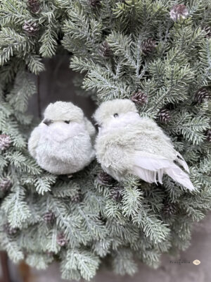 Ozdobny ptak w kolorze zielonym na klipsie, zestaw 2 szt