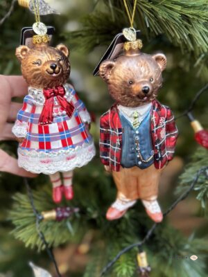 Szklana bombka choinkowa - Para Misiów (2 szt.)