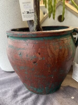 Wazon z terrakotty zielono-brązowy