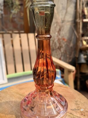 Szklany świecznik transparentny kolorowy, wzór – 2