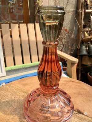 Szklany świecznik transparentny kolorowy, wzór – 2