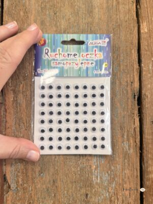 Ruchome oczka samoprzylepne 6 mm – czarno-białe, 64 szt. do prac plastycznych i DIY