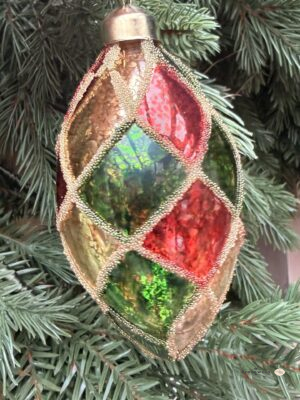 Bombki szklane – postarzane wykończenie, mix kolorów, 2 wzory/kolory, Ø 8 cm