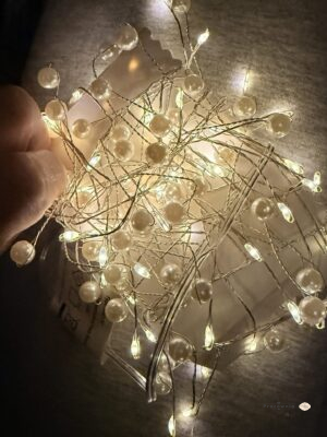 Lampki LED cluster – srebrny / ciepła biel, 2 wzory/kolory, dł. 120 cm