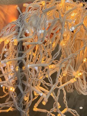 Lampki LED – sople – white / soft gold / cool white, dł. 480 cm x wys. 52 cm