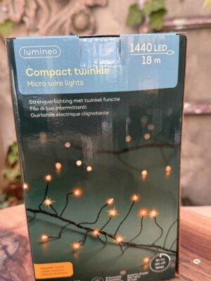 Lampki LED kompaktowe – black / classic warm, dł. 1800 cm. Światełka choinkowe
